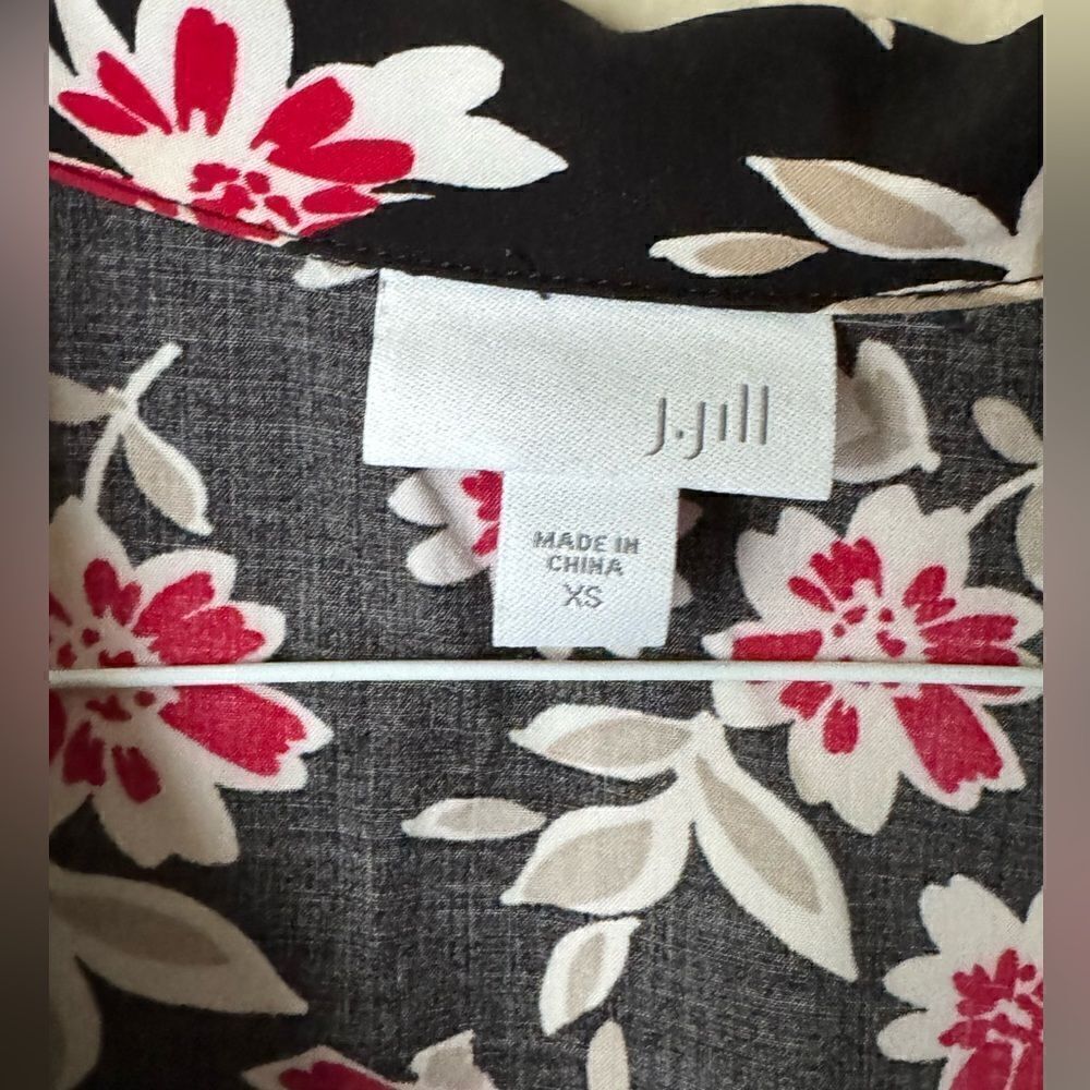 J. Jill Women’s Size XS Floral Black Sleeveless Collared Button-Up Dress - Picture 3 of 6